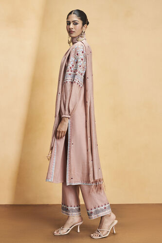 Philomel Embroidered Zardozi Silk Suit Set - Old Rose, Old Rose, image 2